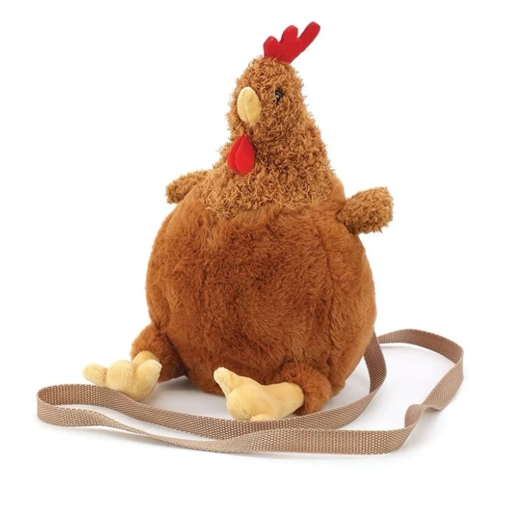 NWT Plush Chicken Crossbody Bag - Brown - Picture 2 of 6